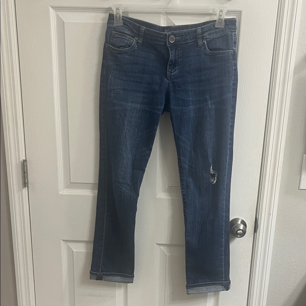 Kut from the Kloth Distressed Blue Ankle Jeans
